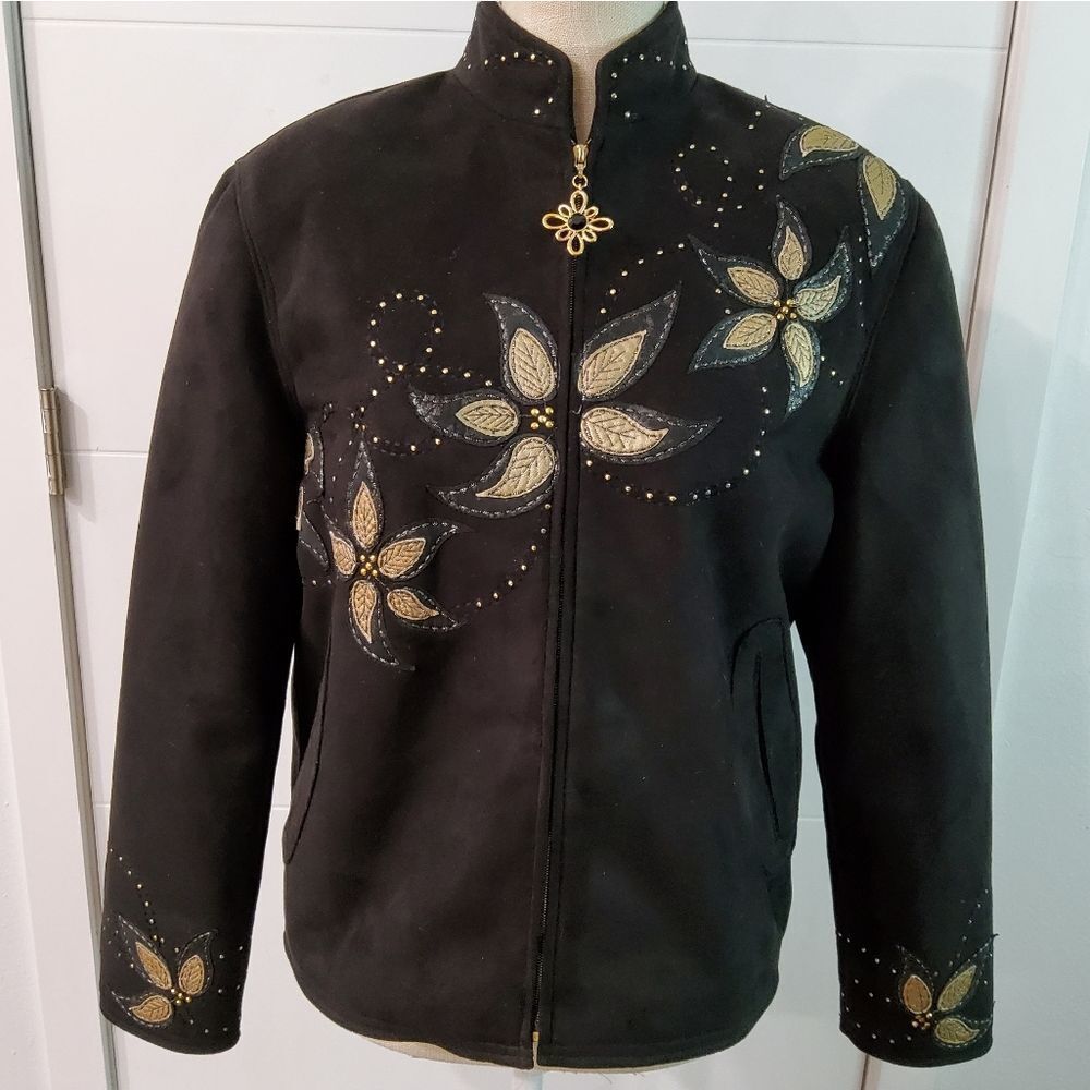 St.John Sport by Marie Gray Faux Suede Jacket Size MP